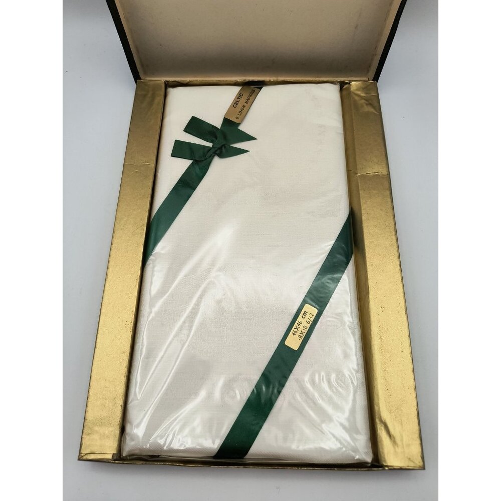 Celtic Vintage Fingal Linen 6 Linen Napkins Set 18 x 18 in Gift Box